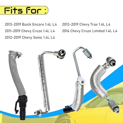 4PCS Turbo Oil Return Drain Line and Oil Feed Pipe Kit Compatible with Chevy Cruze Sonic Trax & Buick Encore 1.4 L4 55568031 55592600 25198546 55567067 55587854