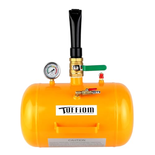 TUFFIOM 5 Gallon Air Tire Bead Blaster Seater w/Pressure Gauge & Handle, Wheel Seating Tool Inflator Tank for Truck ATV, 85-116PSI Operating Pressure - color: yellow