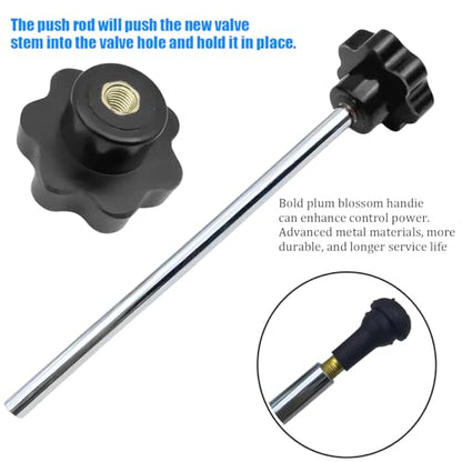 Car Tire Valve Quick Change Tool Kit, 13PCS Tyre Valve Stem Core Replacement Set Includes 4PCS TR413 Valve Stems, Replacing Leaky Valves Stem Installation Tool, Universal Fit (Red)
