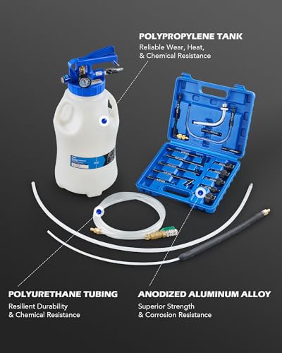OMT 2.6 Gallon Vacuum Fluid Evacuator and Filler Set with 15 ATF Adapters