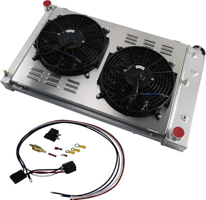 4 Row Aluminum Radiator&Shroud&Fans For Chevy 70-81 Camaro / 78-87 Monte Carlo, Replacement Radiator, aluminum radiator
