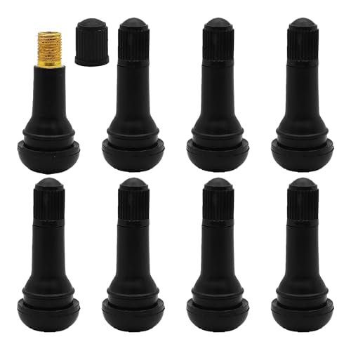 8Pcs TR413 Tubeless Tire Valve Stems, Premium Rubber Snap-in Valve Stems for 0.45" Rim Holes, Universal Fit for Car, Truck, Lawn Mower, Trailer, Leakproof, Easy Installation (Black) - size: TR413