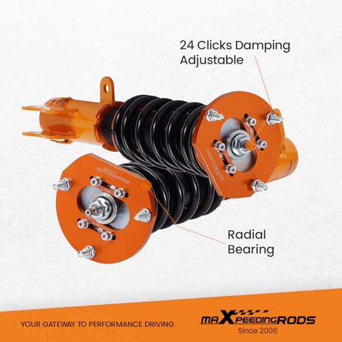 maXpeedingrods Coilovers for Chevrolet Cobalt Base/LS/LT/LTZ/Sport/SS 2005-2010, 24 Levels Damper Adjustable Coilovers Suspension Kit, Height Adjustable Shock Absorber Struts, Lowering Kit, Gold