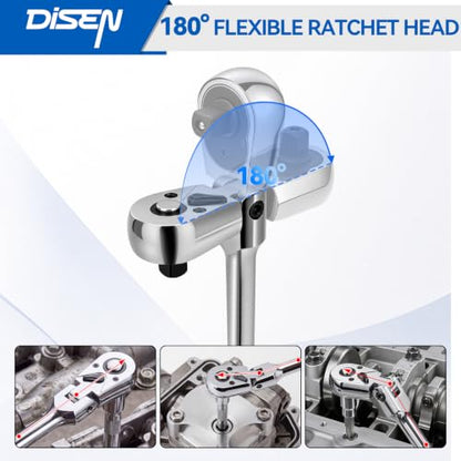 DISEN 6 Piece Flex-Head Ratchet Wrench Set with EVA Storage Case - color: 72t Flex-head Ratchet 6pcs