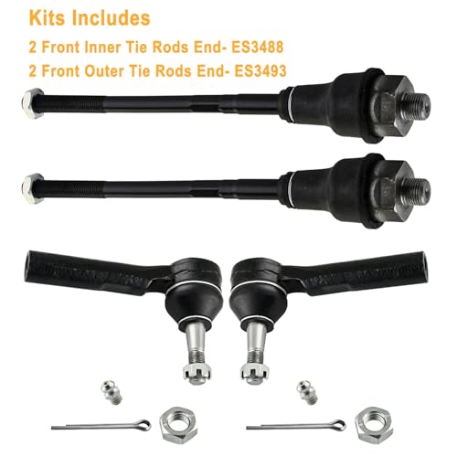 4 PCS Front Inner & Outer Tie Rod Ends Kit Fit for Chevy Silverado/GMC Sierra 1500 2500/Chevrolet Tahoe Suburban Avalanche/GMC Yukon XL/Cadillac Escalade ESV EXT, Replacement ES3488 ES3493 - size: ES3488-3493X2