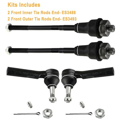 4 PCS Front Inner & Outer Tie Rod Ends Kit Fit for Chevy Silverado/GMC Sierra 1500 2500/Chevrolet Tahoe Suburban Avalanche/GMC Yukon XL/Cadillac Escalade ESV EXT, Replacement ES3488 ES3493 - size: ES3488-3493X2