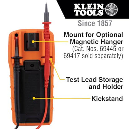 Klein Tools MM420 Digital Multimeter, Auto-Ranging TRMS Multimeter, 600V AC/DC Voltage, 10A AC/DC Current, 50 MOhms Resistance - size: Auto-Ranging