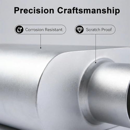 Universal 2.5" Dual Chamber Center Inlet Center Outlet Muffler – Aluminized Steel Silver, Aggressive Deep Sound, 17" Total Length - color: SILVER, size: 2.5 Inch