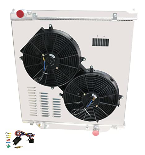 Radiator for 2003-2007 Ford Excursion F250 F350 F450 Super Duty 6.0L V8 Diesel, 4 Row Full Aluminium Radiator + 2 x 14 Inch Fans + Shroud + Thermostat Relay Kit - size: 4-Row Radiator Fan Relay Kit
