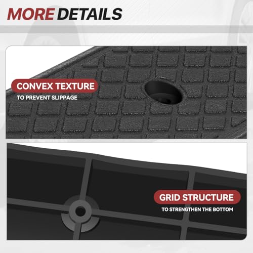 2" Rise Rubber Curb Ramp for Forklift, Driveway Sidewalk, Heavy Duty Car - size: Overall dimensions of 38.6''L x 5.9''W x 2''H