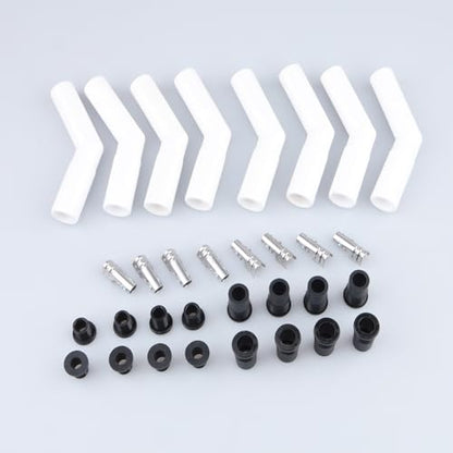 AC PERFORMANCE 45 Degree Ceramic Spark Plug Boot Kit White 8PCS - color: White, size: 45 Degree - 8PCS