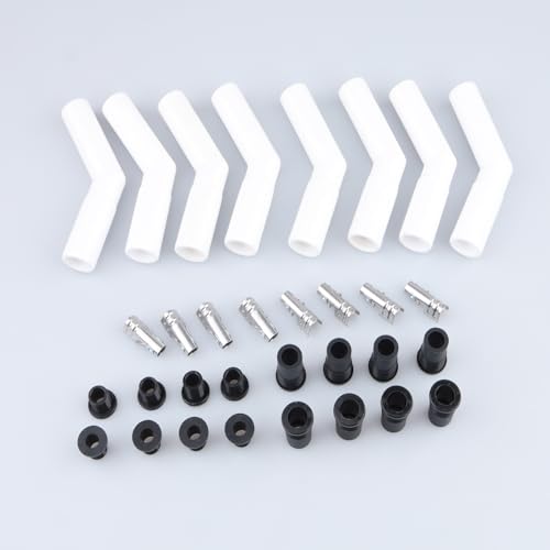 AC PERFORMANCE 45 Degree Ceramic Spark Plug Boot Kit White 8PCS - color: White, size: 45 Degree - 8PCS