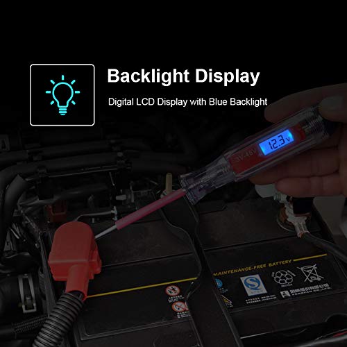 Heavy Duty 3-65V Backlit Digital LCD Circuit Tester, Test Light with 140 Inch Extended Spring Wire, Car Truck Low Voltage & Light Tester with Stainless Probe (Pack of 2) - size: 3-65V (Pack of 2)