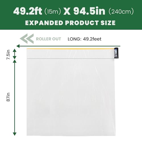 Voomey Pre-Taped Masking Film with Dispenser, Painters Tape with Plastic Attached, Automotive Painters Tape and Drape for Appliances, Furniture, Wood Surfaces & DIY Projects - 8ft x 49ft - size: 2400mm*15m, style: Dispenser System