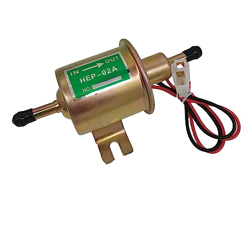 HEP-02A 12V Electric Fuel Pump Metal Solid Petrol 12 Volts Replacement For Motorcycle Carburetor ATV Trucks Boats For Gasoline or Diesel Engine HEP02A Low Pressure Gas Diesel Fuel Pump 2.5-4psi