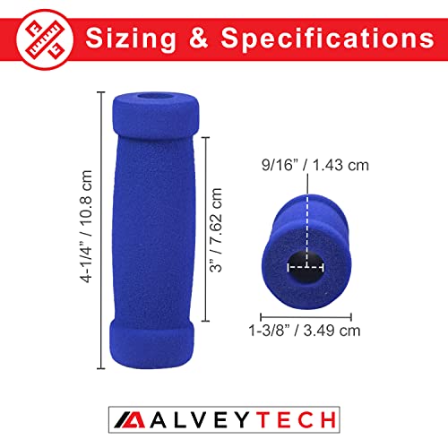 AlveyTech Handlebar Foam Grip Set - Replacement Hand Grips for Razor, Radio Flyer, Kids Kick Scooter, ATV, E-Bicycle, Electric Folding Scooters, Mountain Mini Bike Parts, fits Any 9/16" Bore Handle - color: Blue