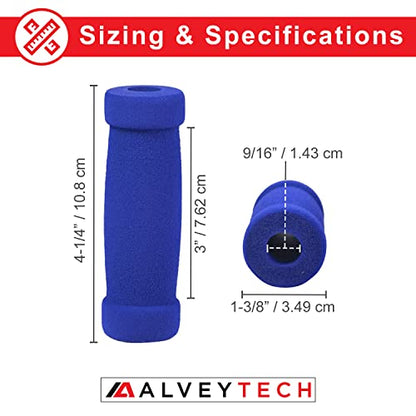 AlveyTech Handlebar Foam Grip Set - Replacement Hand Grips for Razor, Radio Flyer, Kids Kick Scooter, ATV, E-Bicycle, Electric Folding Scooters, Mountain Mini Bike Parts, fits Any 9/16" Bore Handle - color: Blue