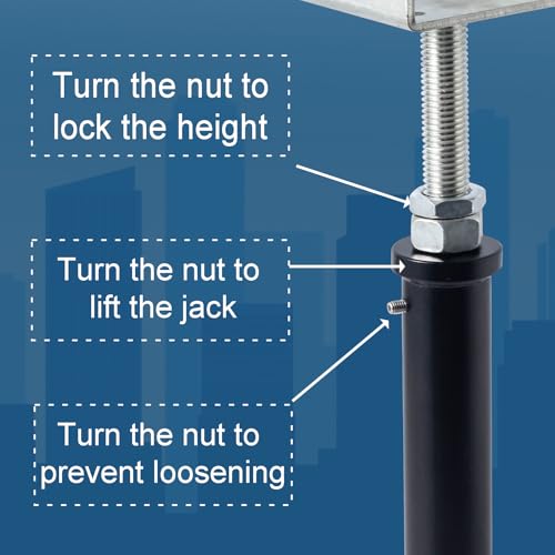 2 Pack U-Shaped Floor Jack - Adjustable Steel Beam Support for 4x2, 4x4, 4x6 Joists Heavy Duty Screw Jack with U-Head Telepost & House Jack.6-8.5 Inch Adjustment Range. - size: 6-9