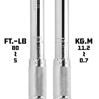 Powerbuilt 3/8-Inch Micrometer Torque Wrench, 5-80 Foot/Pounds and 0.7-11.2 Meter/Kilograms, Reversible Ratchet Clicks, Lockable - 644998 - size: 3/8 in.