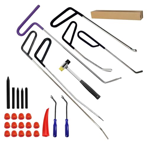 29 Pcs Paintless Dent Repair Rods, Dent Rods Removal Kit, Stainless Steel Dent Rods, Professional Hail Dent Removal Tool for Minor Dents, Door Dings and Hail Damag