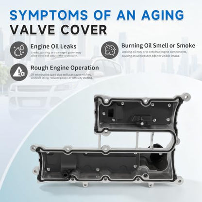 BM5Z6582A 1.6L Aluminum Engine Valve Cover with Gasket Compatible with 2013-2016 Ford Escape, 2014-2019 Fiesta, 2013-2015 Fusion, Transit Connect 2018-2019, Replace BM5Z-6582-A