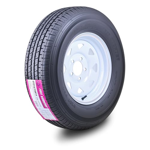 Free Country Trailer Tire Wheel ST215/75R14 8Ply D 108N w/5X4.5 White Spoke - size: ST215/75R14 /8PR /5x4.5