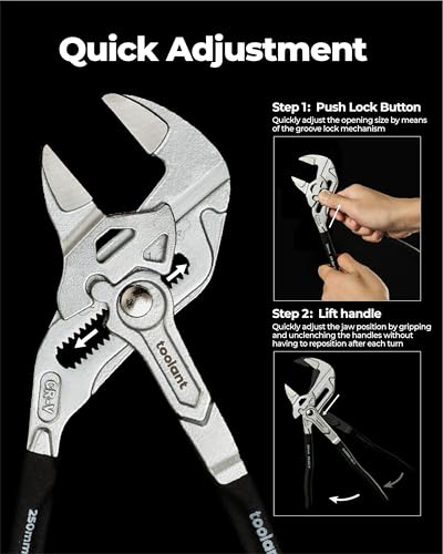 toolant 3PCS Chrome Pliers Wrench Set, 7/10/12-Inch, CR-V Steel Jaws - size: 7/10/12-inch Chrome