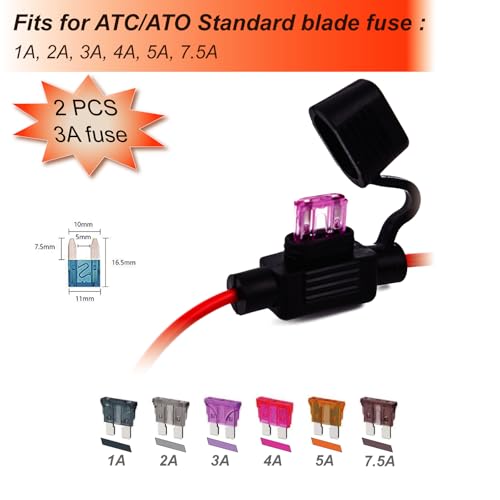2pcs 18AWG Gauge Inline Fuse Holder with 3A Maxi Fuse– Waterproof for Car Audio, Marine & Automotive Applications – High Current Protection