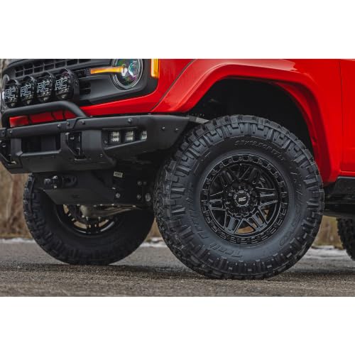 Rough Country 17x9 Series 76 Wheel with Simulated Beadlock - 5x5.5, +0mm OffSet - Gloss Black Lightweight Aluminum Off-Road Wheel for Jeep & Truck - size: 5x5.5, +0mm Offset