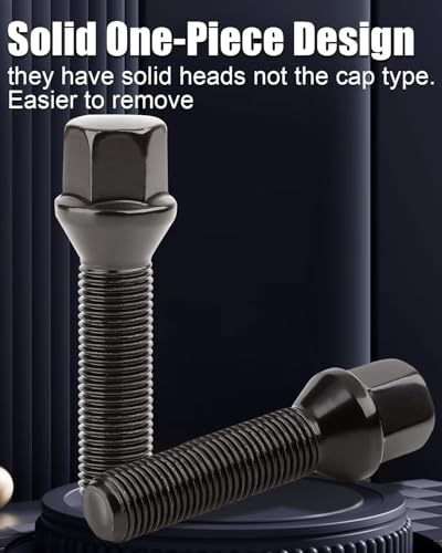 GAsupply M14x1.5 Lug Bolts 45mm Shank, 17mm Hex Conical Seat Black, 20pcs - color: Black, size: 45mm Shank Acron Seat
