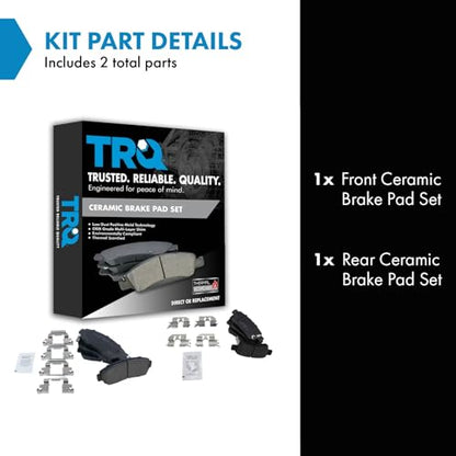 TRQ Front and Rear Brake Pad Set Ceramic - color: Ceramic, size: BFA12997