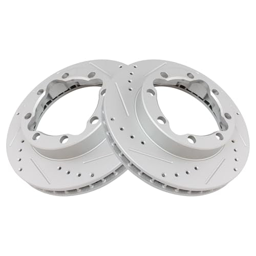 TRQ Performance Front Brake Rotor Set Coated Drilled Slotted - style: BRA74661