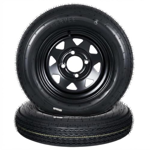 2-Pack 4.80-12 Trailer Tires with Rim, 6-Ply, 990 LBS Load, 4 Lug on 4 in Bolt Pattern, 12x4 in Steel Wheel, Heavy-Duty All-Weather Tires for Utility, Boat Trailers - size: 4.80-12