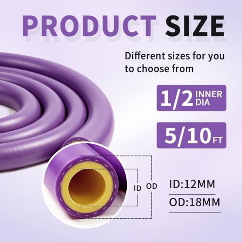 1/2" ID-5Ft(ID 12mm) Heater Hose Enhanced Double Reinforcement - color: Purple, size: 1/2" ID-5Ft(ID 12mm)