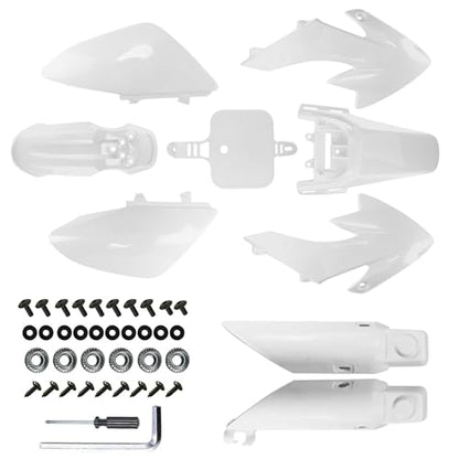 PRO BAT 7 PCs CRF50 Plastic Fender Kit with Fork Suspension Guard Cover - color: White
