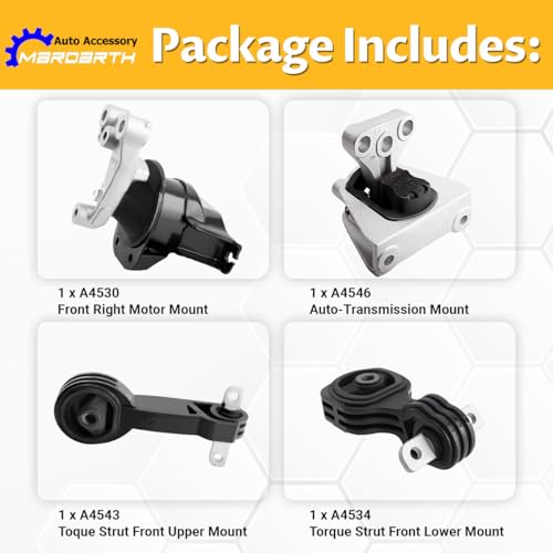 4PC Engine Motor Transmission Mount Kit for 2006-2011 Honda Civic 1.8L Auto - size: A4530 A4534 A4543 A4546