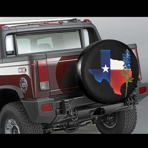 Texas Map Flag Spare Tire Cover Wolf Flower Wheel Tire Covers Waterproof Wheel Tire Protector Weatherproof Tyre Covers Universal for Traveling RV SUV Off-Road Trailer Car Vehicle Truck 16 Inch - color: Texas Map Flag, size: 16" for tire diameter 29.5"-31.