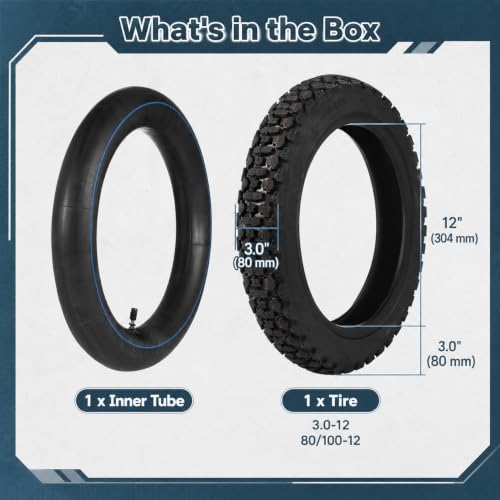 yeesport 3.00-12 Dirt Bike Tire 80/100-12 Street Tire Motorcycle Tube Set