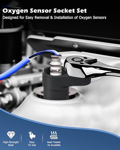 DAYUAN 5Pcs O2 Oxygen Sensor Socket Set, Oxygen Sensor Remover Tool Kit - size: 5Pcs-Red