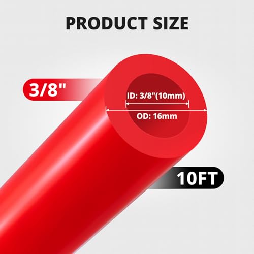 EVIL ENERGY 3/8 Silicone Vacuum Tubing Hose Line 10FT 130PSI Max Pressure Red (10mm ID) - color: Red, size: 3/8 10FT