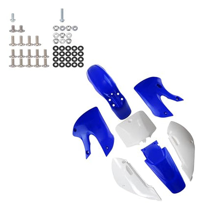 7pcs ABS Plastic Fender Fairing Body Work Kit Mudguard Set + Hardware Bolt Kit For KLX110 KLX 110 KX65 KX 65 DRZ110 RM65 Motorcycle Pit Dirt Bikes 110cc 125cc 140cc 150cc 160cc (Blue) - color: Blue