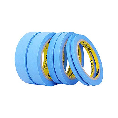 Blue Painters Tape Washi Paper - Assorted Size Multi Pack 44 Yard - No Residue Masking Tape for Painting Drafting Craft - Delicate Surfaces - Heat Resistant - Thin Thick (1/4 x 1/2 x 1 Inch - 6pK) - size: 1/4" x 1/2" x 1" Inch - 6pK