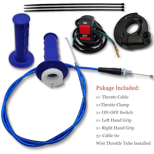7/8 22mm Twist Throttle Accelerator Handle Grips,Mini Bike Throttle Cable Kit,Throttle Cable Kit for 50cc 90cc 110cc 125cc 140cc 150cc 200cc 250cc 4-Stroke Dirt Bike,mini Bike Pocket Bike - color: Blue