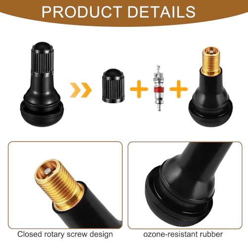 TR412 Rubber Snap-in Tire Valve Stems, Tubeless Valve Stems, 8PCS - color: TR412