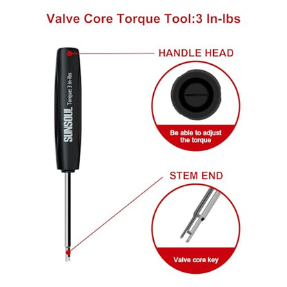 SUNSOUL 102PCS Schrader Tire Valve Cores with 4-Way Valve Core Removal Tool