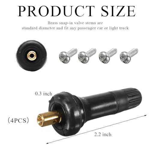 Yourkar 4 PCS TPMS 20008 Tire Valve Stem, Snap-in Tubeless Tire Pressure Sensor Valve Stem Replacement, Valve Stem for Commander, Lucerne, Avenger, Charger, Car Accessories