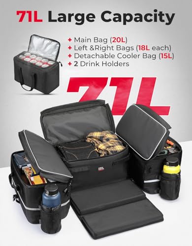 KEMIMOTO ATV Storage Bags, 71L ATV Rear Seat With Storage