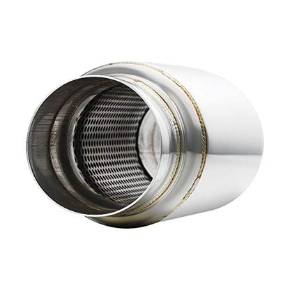 A-KARCK Exhaust Resonator 3" Inlet, 3" Inlet 3" Outlet 12" Overall Length Muffler Resonator Stainless Steel Polished Deep Tone Clear Up Rasp 2 Pack - size: 3" Inlet/Outlet 12" Long - Polished - 2 Pack