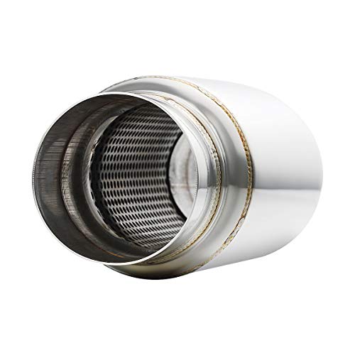 A-KARCK Exhaust Resonator 3" Inlet, 3" Inlet 3" Outlet 12" Overall Length Muffler Resonator Stainless Steel Polished Deep Tone Clear Up Rasp 2 Pack - size: 3" Inlet/Outlet 12" Long - Polished - 2 Pack