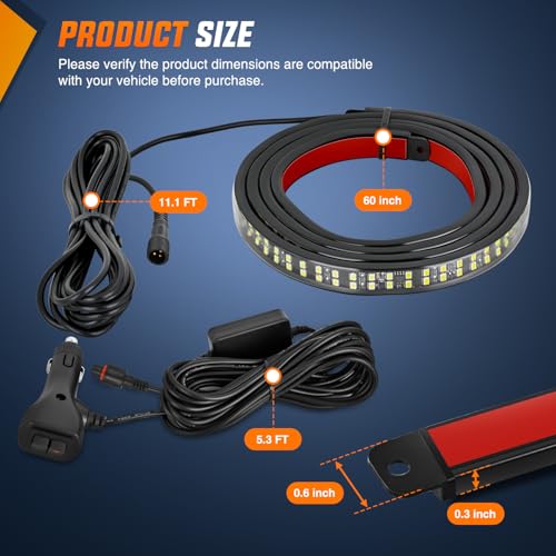 Nilight 60 Inch 360 LED Tailgate Strobe Light Strip Red White - color: 60" Tailgate Strobe Red/White